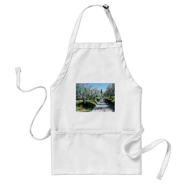 OLIVE TREES IN TUSCANY ADULT APRON (Front)