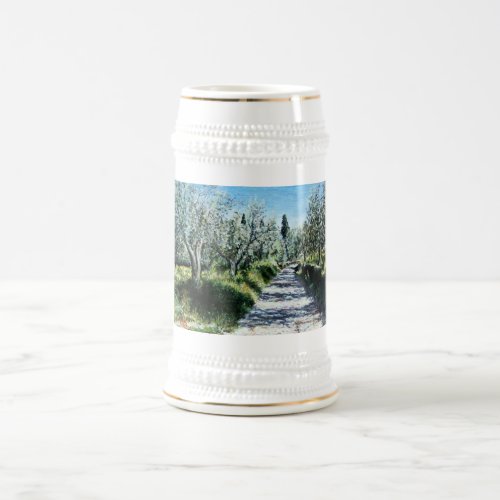 OLIVE TREES IN TUSCANY BEER STEIN
