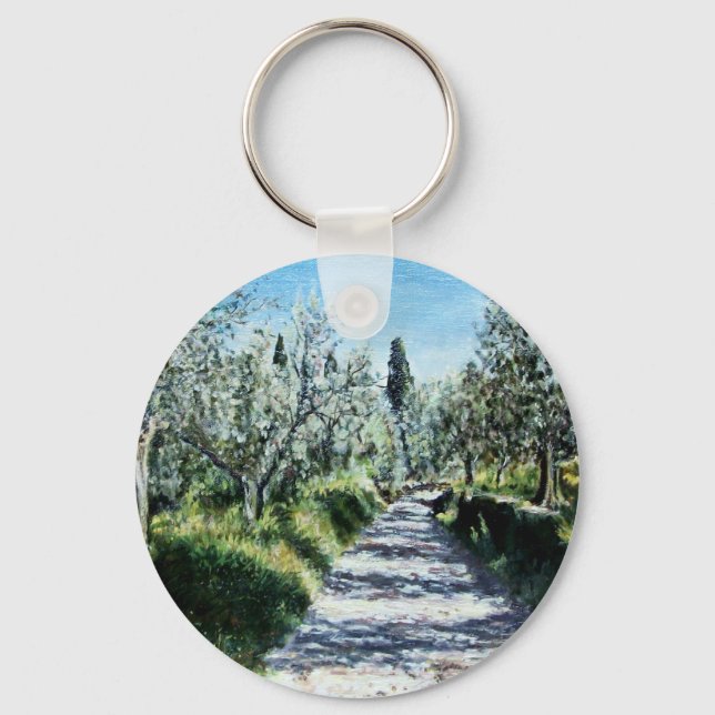 OLIVE TREES IN TUSCANY LANDSCAPE KEYCHAIN (Front)