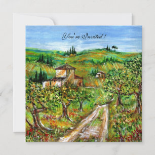 OLIVE TREES IN TUSCANY,yellow green white Invitation