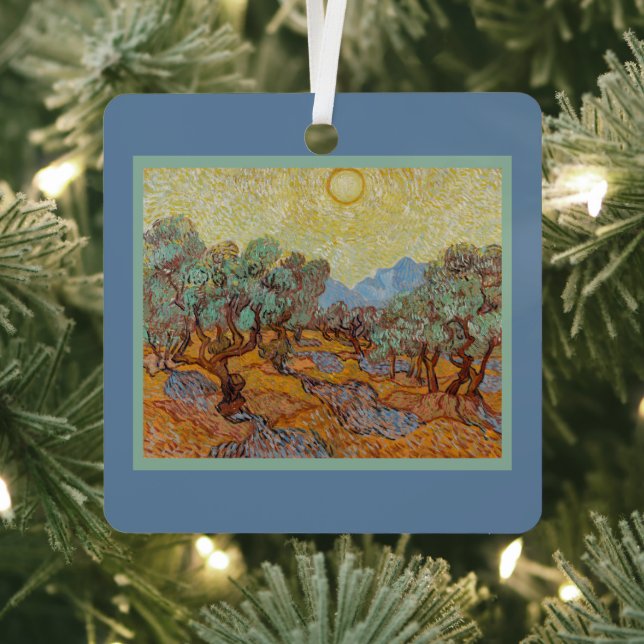 Olive Trees Vincent Van Gogh Impressionist Replica Metal Ornament (Insitu)