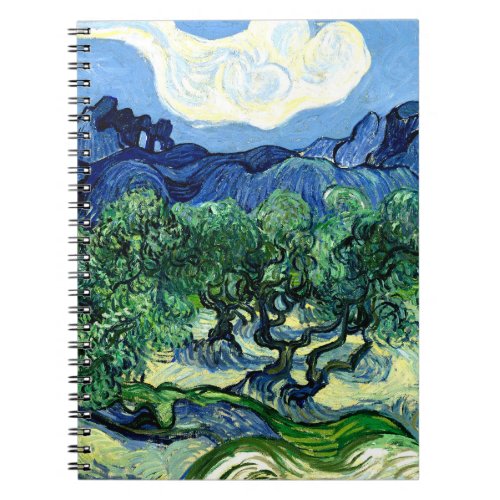 Olive Trees with Alpilles 1889 Van Gogh spiral Notebook