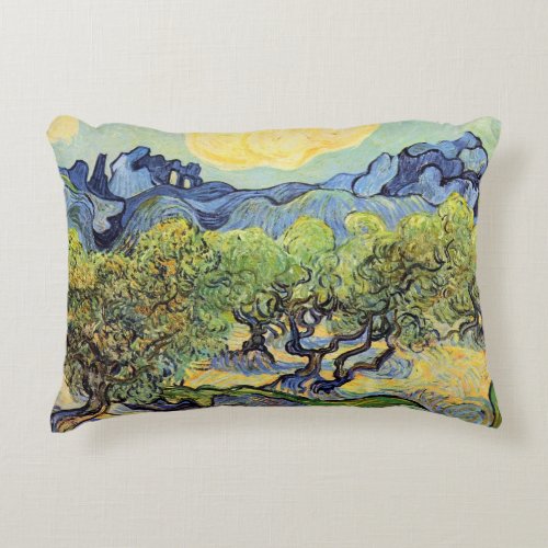 Olive Trees with Alpilles by Vincent van Gogh Accent Pillow
