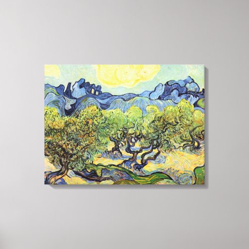 Olive Trees with Alpilles by Vincent van Gogh Canvas Print