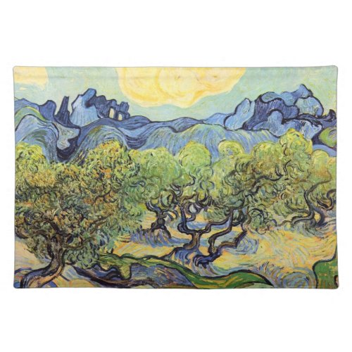 Olive Trees with Alpilles by Vincent van Gogh Cloth Placemat