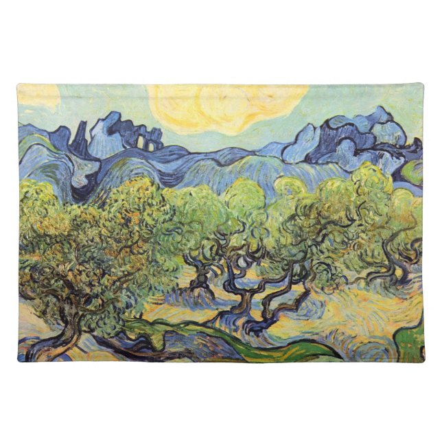 Olive Trees with Alpilles by Vincent van Gogh Cloth Placemat (Front)