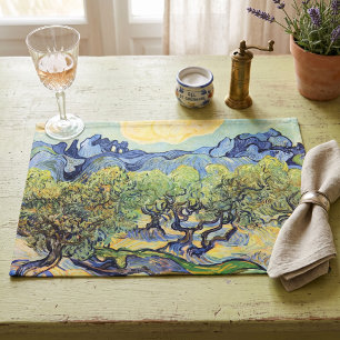 Olive Trees with Alpilles by Vincent van Gogh Cloth Placemat
