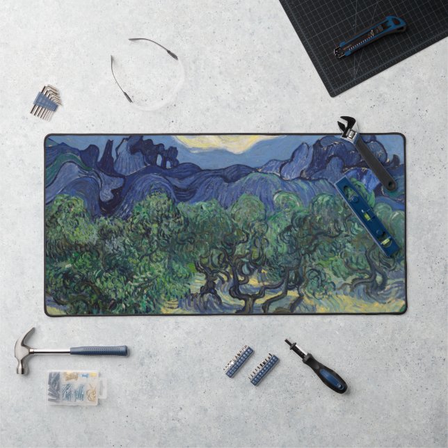 Olive Trees with Alpilles by Vincent van Gogh Desk Mat (Workstation)