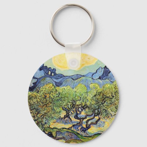 Olive Trees with Alpilles by Vincent van Gogh Keychain