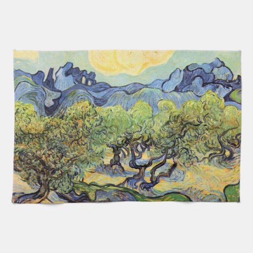 Olive Trees with Alpilles by Vincent van Gogh Kitchen Towel