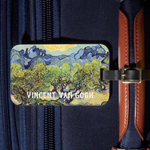Olive Trees with Alpilles by Vincent van Gogh Luggage Tag