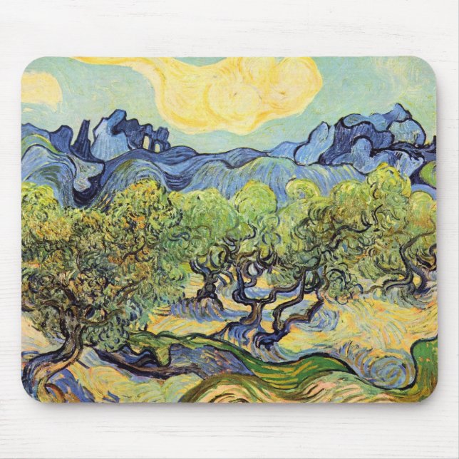 Olive Trees with Alpilles by Vincent van Gogh Mouse Pad (Front)