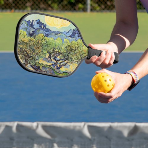 Olive Trees with Alpilles by Vincent van Gogh Pickleball Paddle