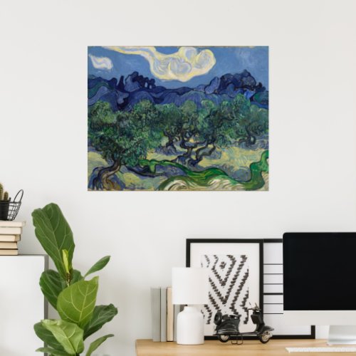 Olive Trees with Alpilles by Vincent van Gogh Poster