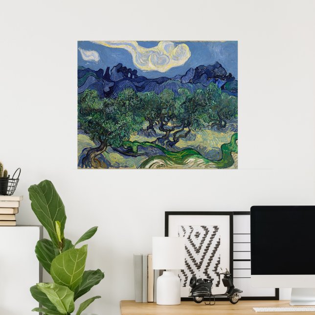 Olive Trees with Alpilles by Vincent van Gogh Poster (Home Office)