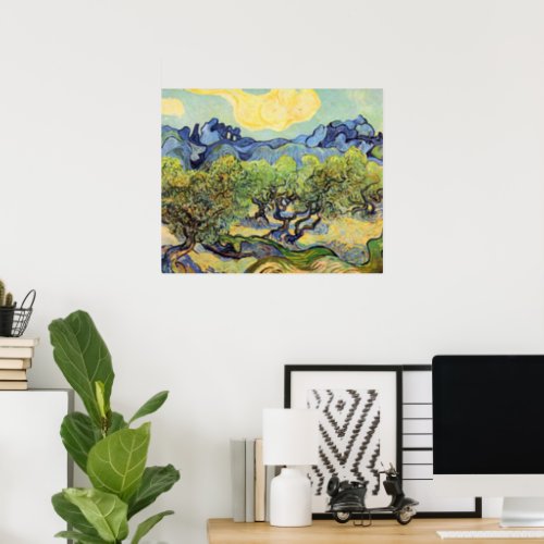 Olive Trees with Alpilles by Vincent van Gogh Poster