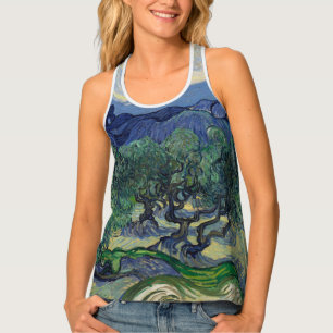 Olive Trees with Alpilles by Vincent van Gogh Tank Top