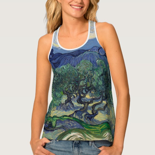 Olive Trees with Alpilles by Vincent van Gogh Tank Top (Front)