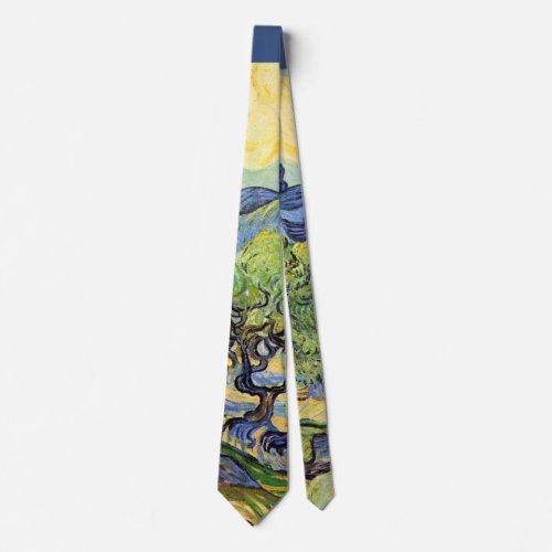 Olive Trees with Alpilles by Vincent van Gogh Tie