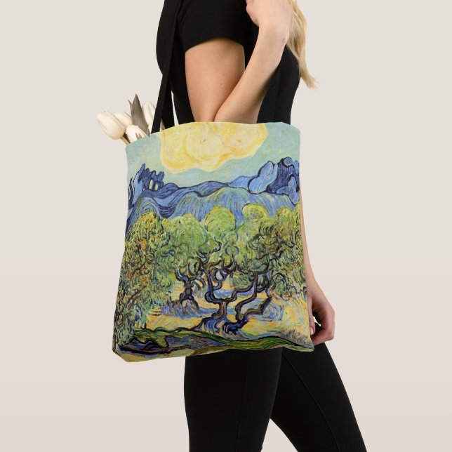 Olive Trees with Alpilles by Vincent van Gogh Tote Bag (Close Up)