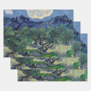 Olive Trees with Alpilles by Vincent van Gogh Wrapping Paper Sheets