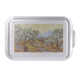 Olive Trees with yellow sky and sun Cake Pan
