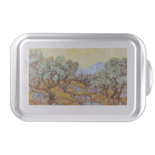 Olive Trees with yellow sky and sun  Cake Pan
