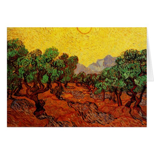 Olive Trees with Yellow Sky and Sun Cards (Front Horizontal)