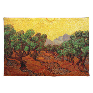 Olive Trees with Yellow Sky and Sun Cloth Placemat