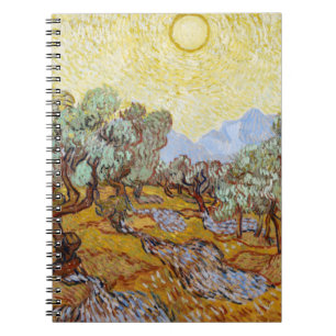 Olive Trees with yellow sky and sun    Notebook