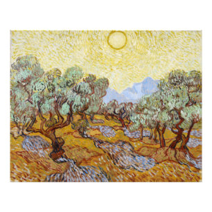 Olive Trees with yellow sky and sun  Photo Print