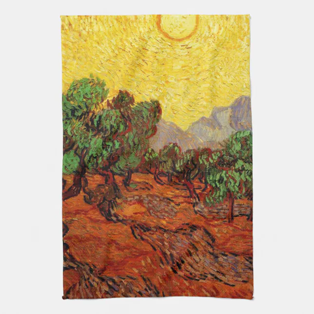 Olive Trees with Yellow Sky and Sun Towel | Zazzle