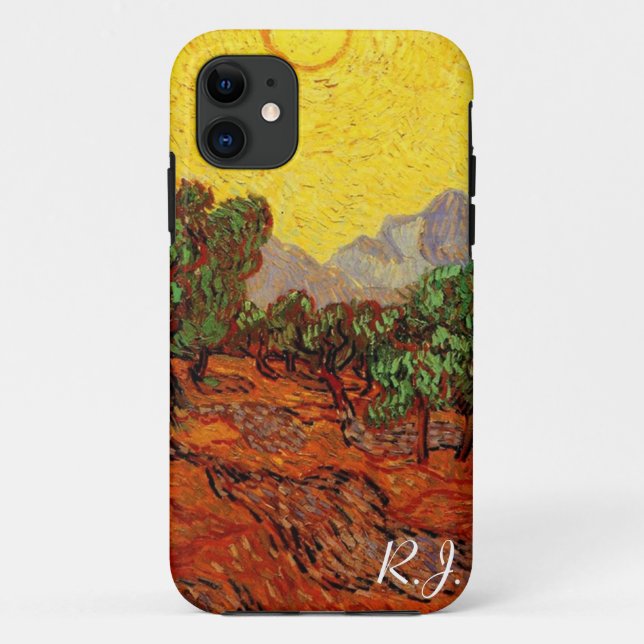 Olive Trees with Yellow Sky and Sun, van Gogh Case-Mate iPhone Case (Back)