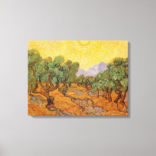 Olive Trees Yellow Sky and Sun Vincent van Gogh Canvas Print