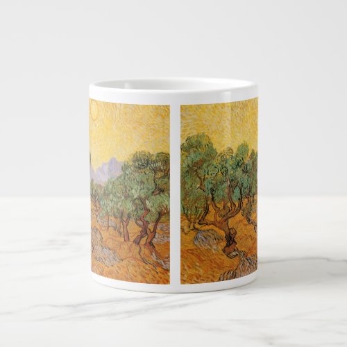Olive Trees Yellow Sky and Sun Vincent van Gogh Large Coffee Mug