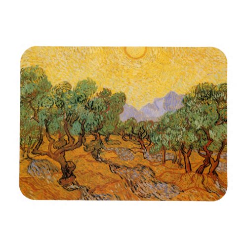 Olive Trees Yellow Sky and Sun Vincent van Gogh Magnet