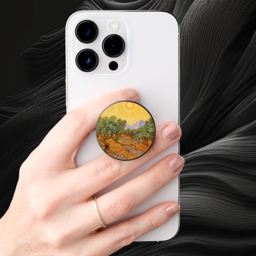 Olive Trees Yellow Sky and Sun Vincent van Gogh PopSocket