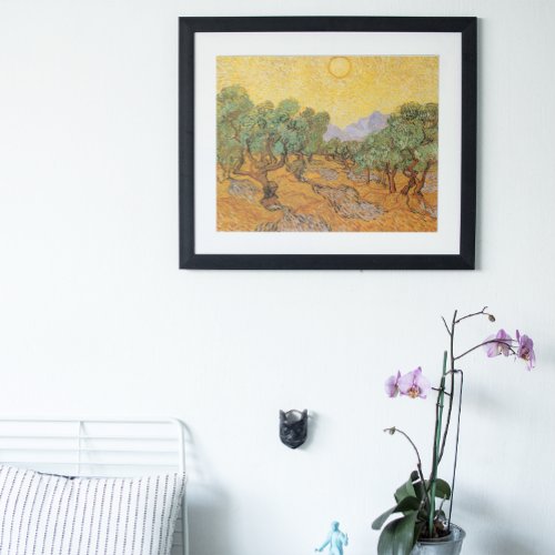 Olive Trees Yellow Sky and Sun Vincent van Gogh Poster
