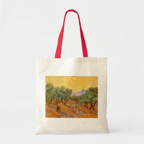 Olive Trees Yellow Sky and Sun Vincent van Gogh Tote Bag