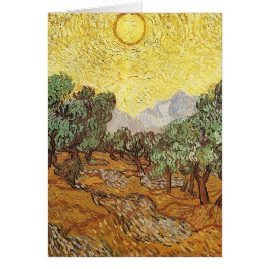 Olive Trees Yellow Sky & Sun Van Gogh Fine Art Cards (Front)