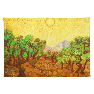 Olive Trees Yellow Sky & Sun Van Gogh Fine Art Placemat