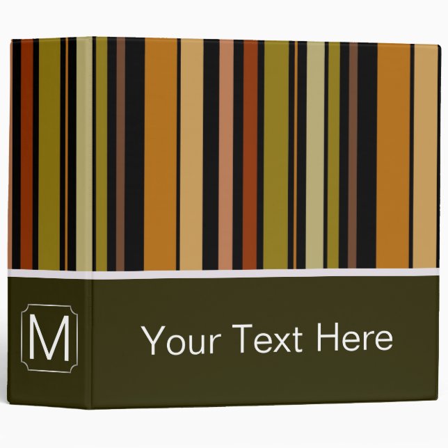 Olive Trendy Stripes Pattern Binder (Front/Spine)