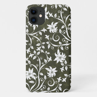 Olive Trumpetflower Floral Pattern iPhone 11 Case