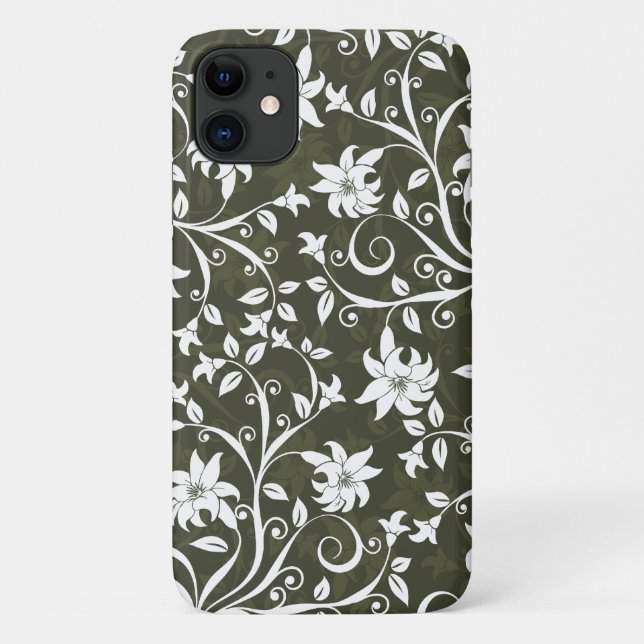 Olive Trumpetflower Floral Pattern Case-Mate iPhone Case (Back)