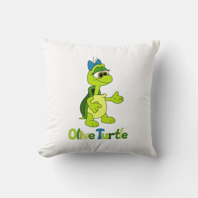 Olive Turtle Throw Pillow (Front)