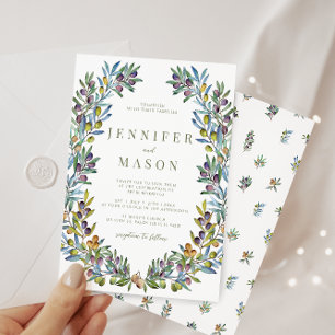 Olive Tuscan theme bohemian summer wedding Invitation