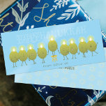 OLIVE US HANUKKAH Flat Card<br><div class="desc">A group of lit olives form a Hanukkiah and wish a Happy Hanukkah.</div>