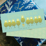 OLIVE US HANUKKAH Flat Card<br><div class="desc">A group of lit olives form a Hanukkiah and wish a Happy Hanukkah.</div>