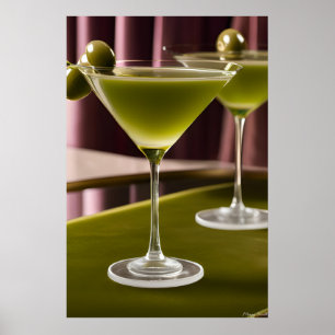 Olive Velvet: Classic Martini Still Life Poster