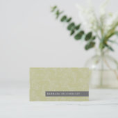Olive Vintage Floral Pattern Business Card Design (Standing Front)